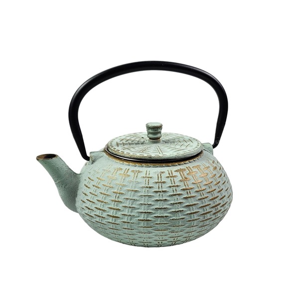 Arogya Japanese Tetsubin Cast Iron Teapot Mint Green with SS Strainer 27 oz. - Picture 2 of 5